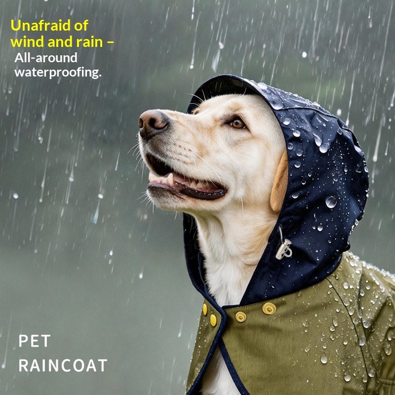 Waterproof Raincoat For Medium To Large Dog Hooded Rain Gear