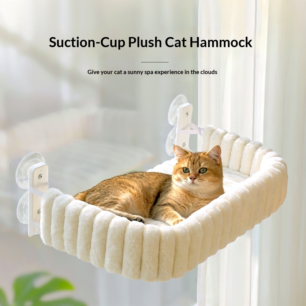 Hanging Suction-Cup Plush Cat Hammock image 4