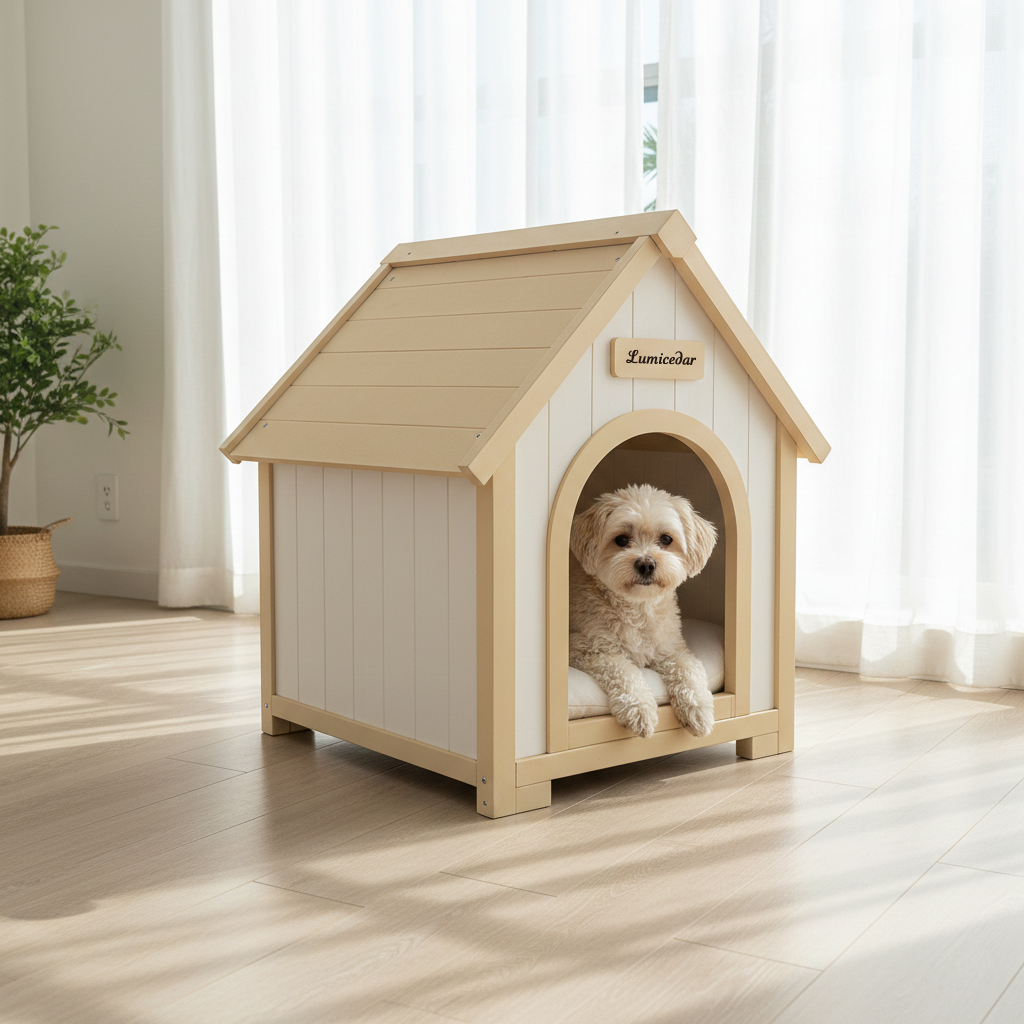 Modern Indoor Wooden Dog House with EVA Cushion – Solid Cedar Pet House for Small Dogs & Cats image 11