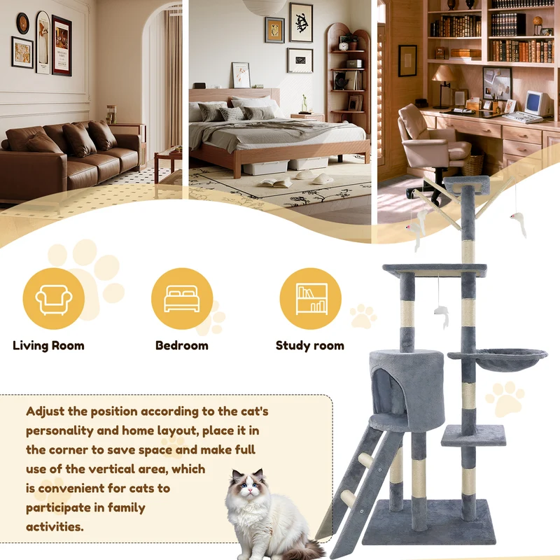 Multilevel Cat Tree Tower with Condos and Ladder