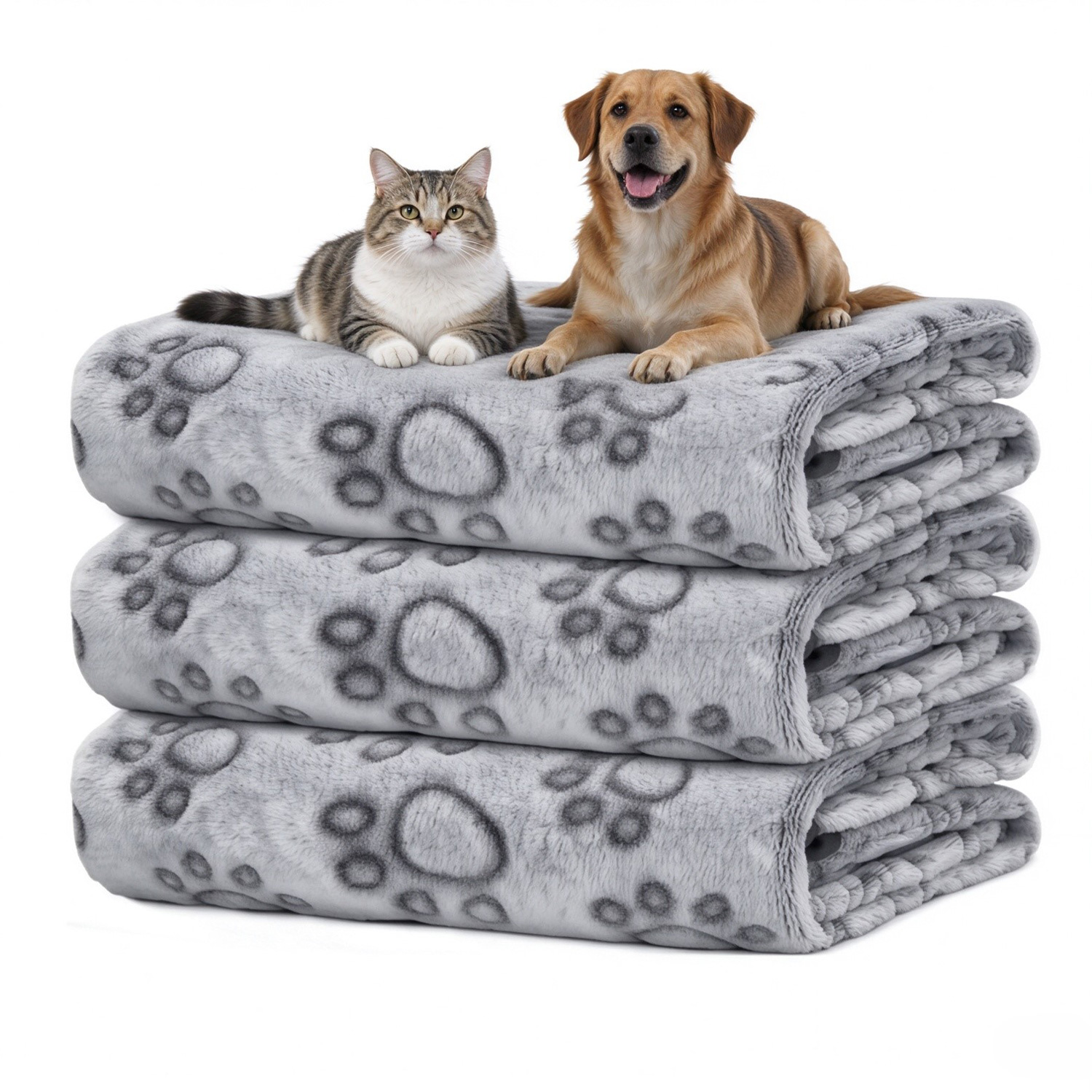 Soft Plush Paw Print Dog Blanket