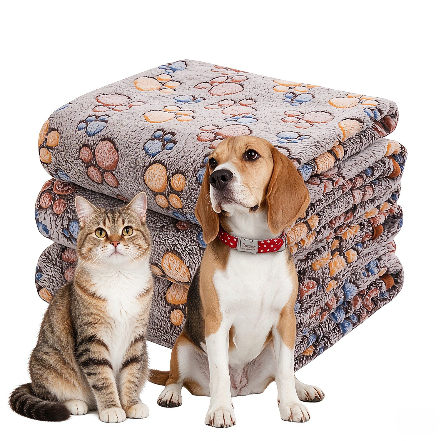 Soft Plush Paw Print Pet Blanket
